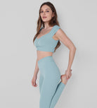 V-Neck Ruched Front Crop Tank - ododos