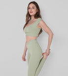 V-Neck Ruched Front Crop Tank - ododos