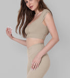 V-Neck Ruched Front Crop Tank - ododos