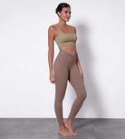 Buttery Soft Crossover Twist at Waist Yoga Leggings Purple Taupe - ododos