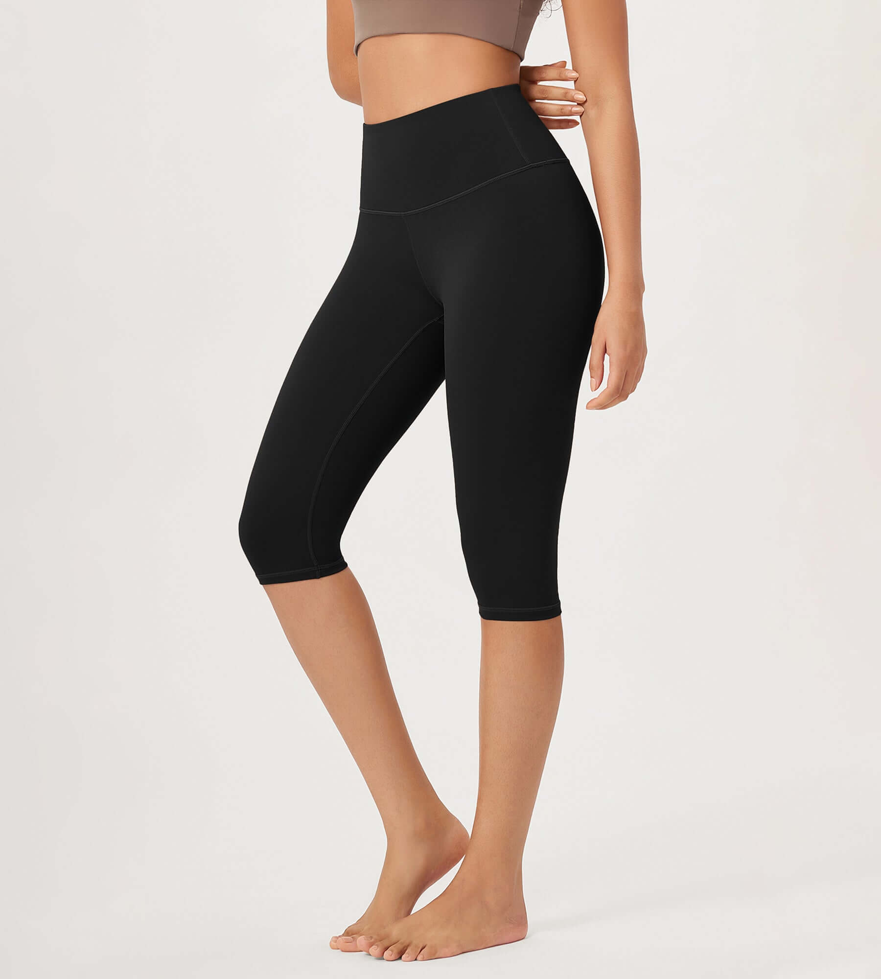 ODLEX 14" High Waist Knee Length Workout Athletic Running Capris Leggings - ododos