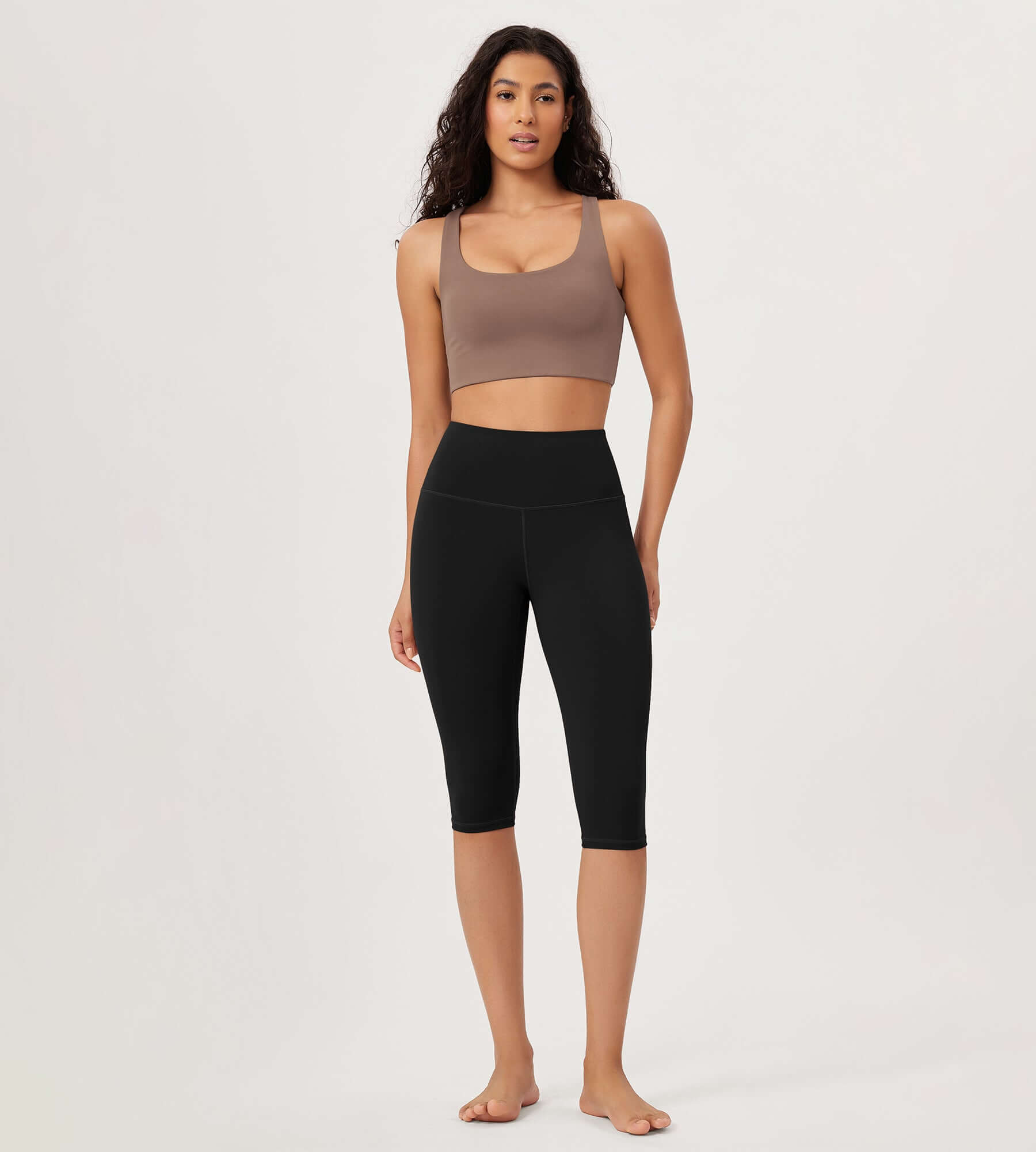 ODLEX 14" High Waist Knee Length Workout Athletic Running Capris Leggings - ododos
