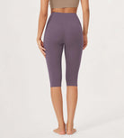 ODLEX 2-Pack 14" High Waist Knee Length Workout Athletic Running Capris Leggings - ododos