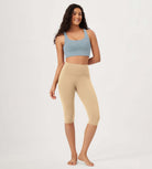 ODLEX 2-Pack 14" High Waist Knee Length Workout Athletic Running Capris Leggings - ododos