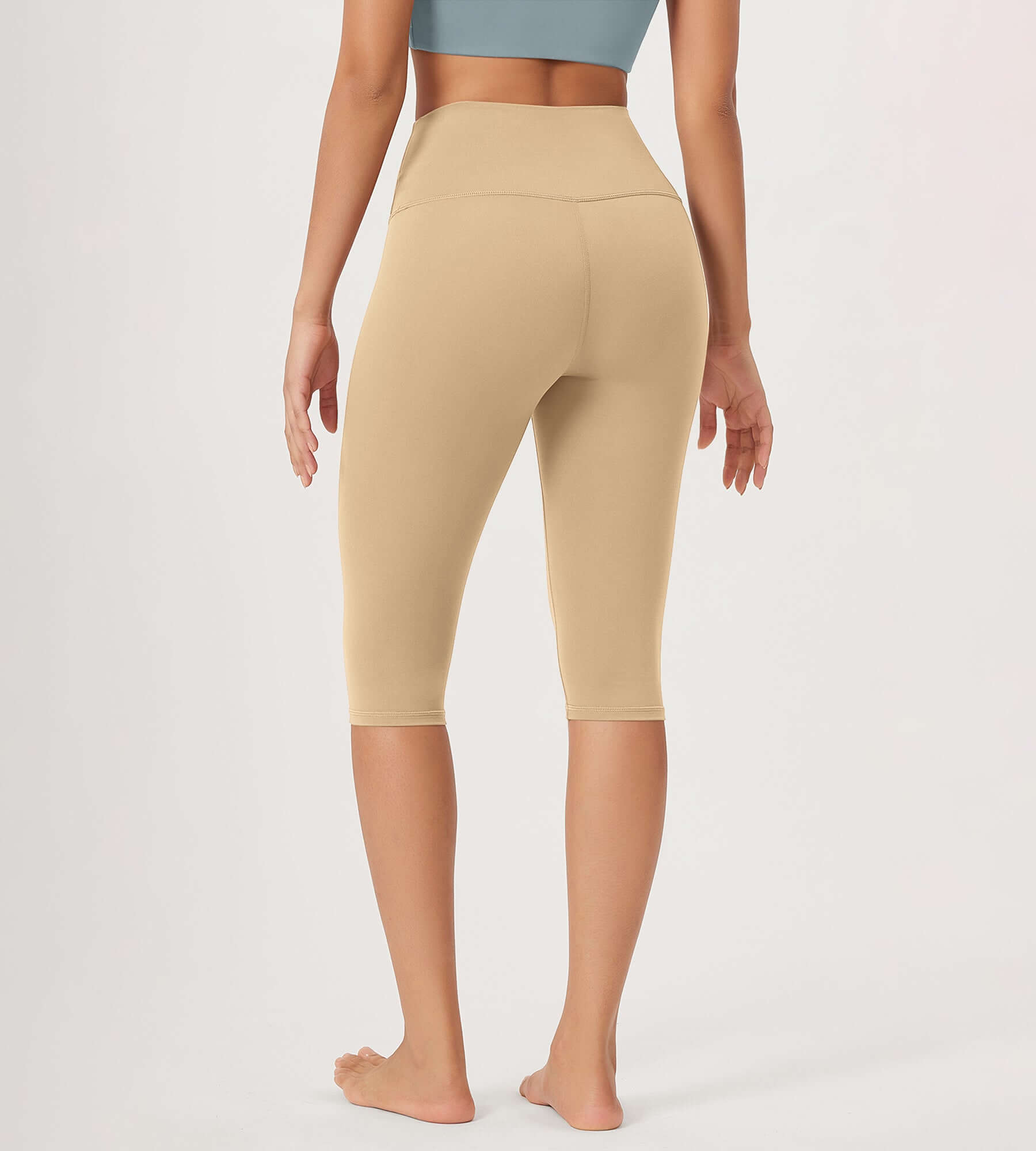 ODLEX 2-Pack 14" High Waist Knee Length Workout Athletic Running Capris Leggings - ododos
