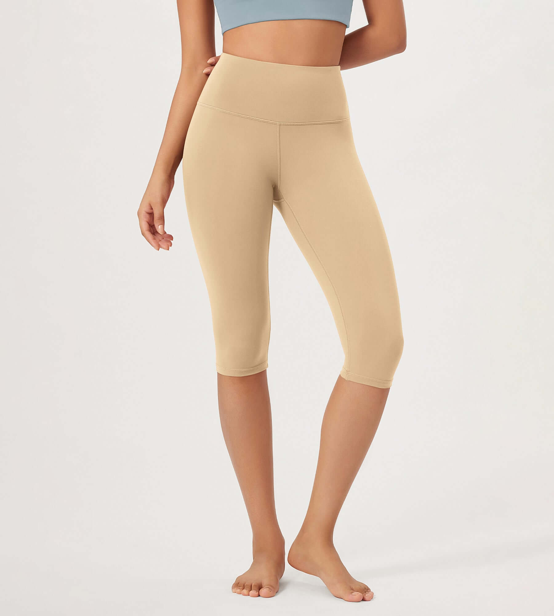 ODLEX 2-Pack 14" High Waist Knee Length Workout Athletic Running Capris Leggings - ododos