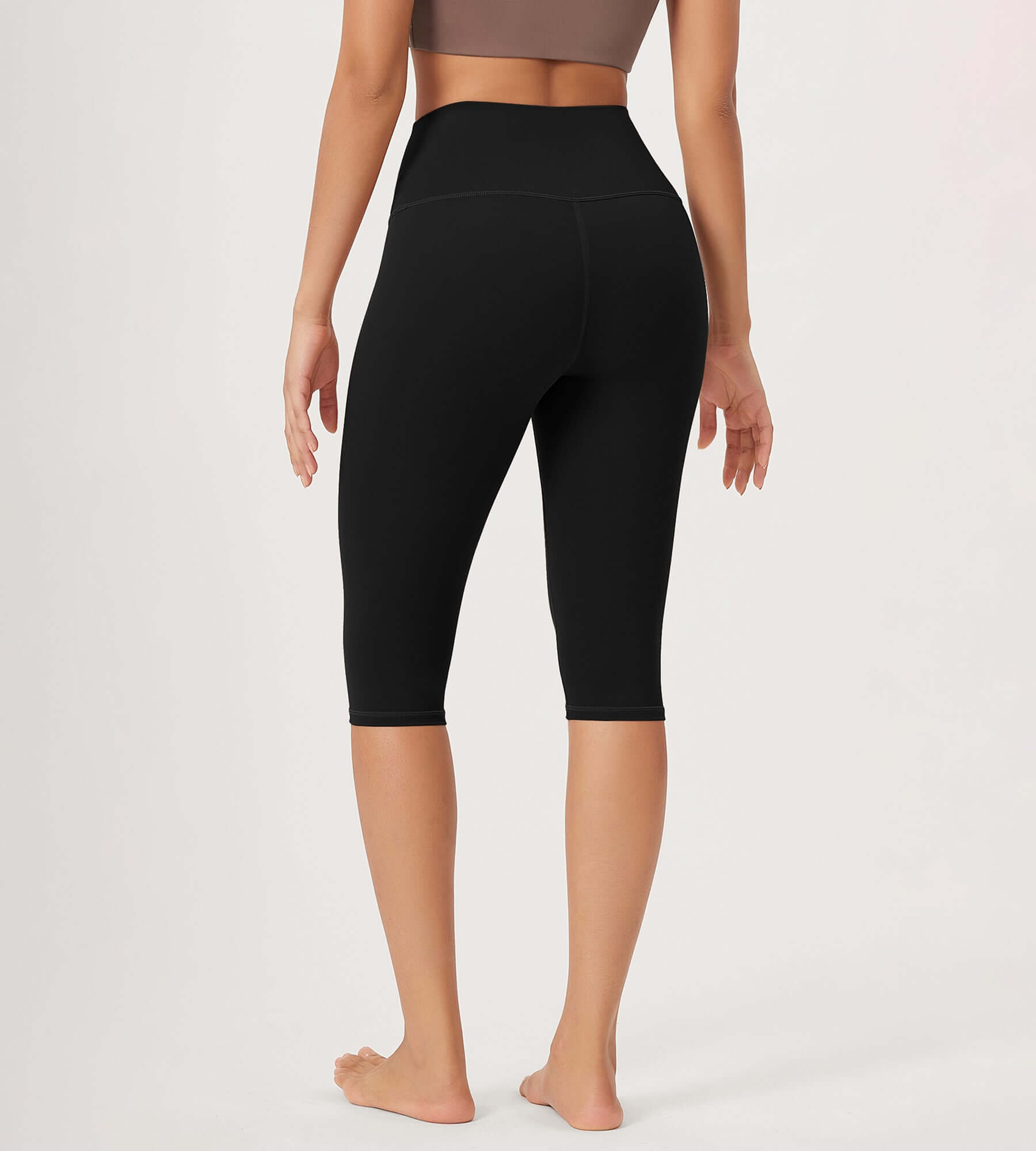 ODLEX 2-Pack 14" High Waist Knee Length Workout Athletic Running Capris Leggings - ododos