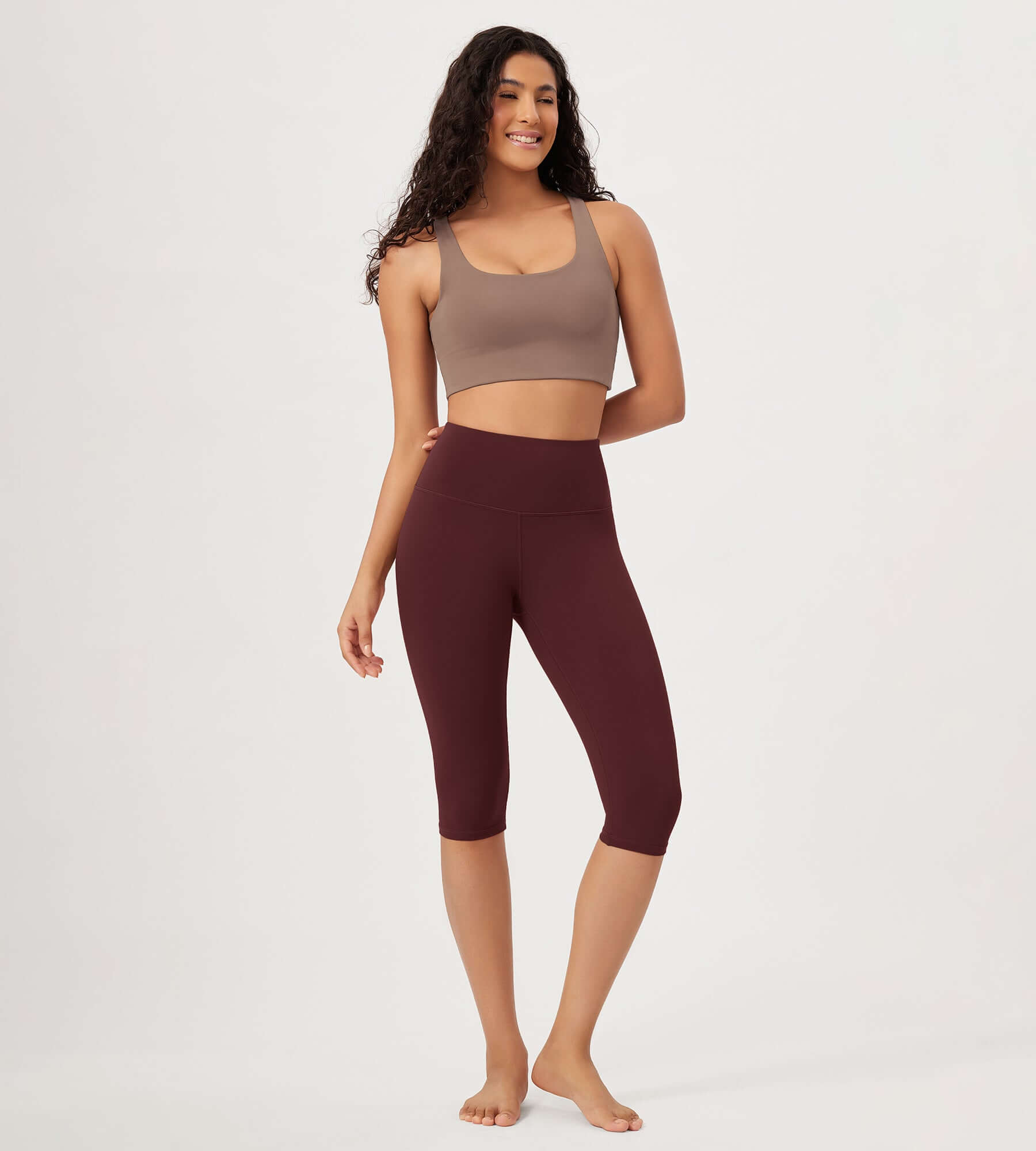 ODLEX 2-Pack 14" High Waist Knee Length Workout Athletic Running Capris Leggings - ododos