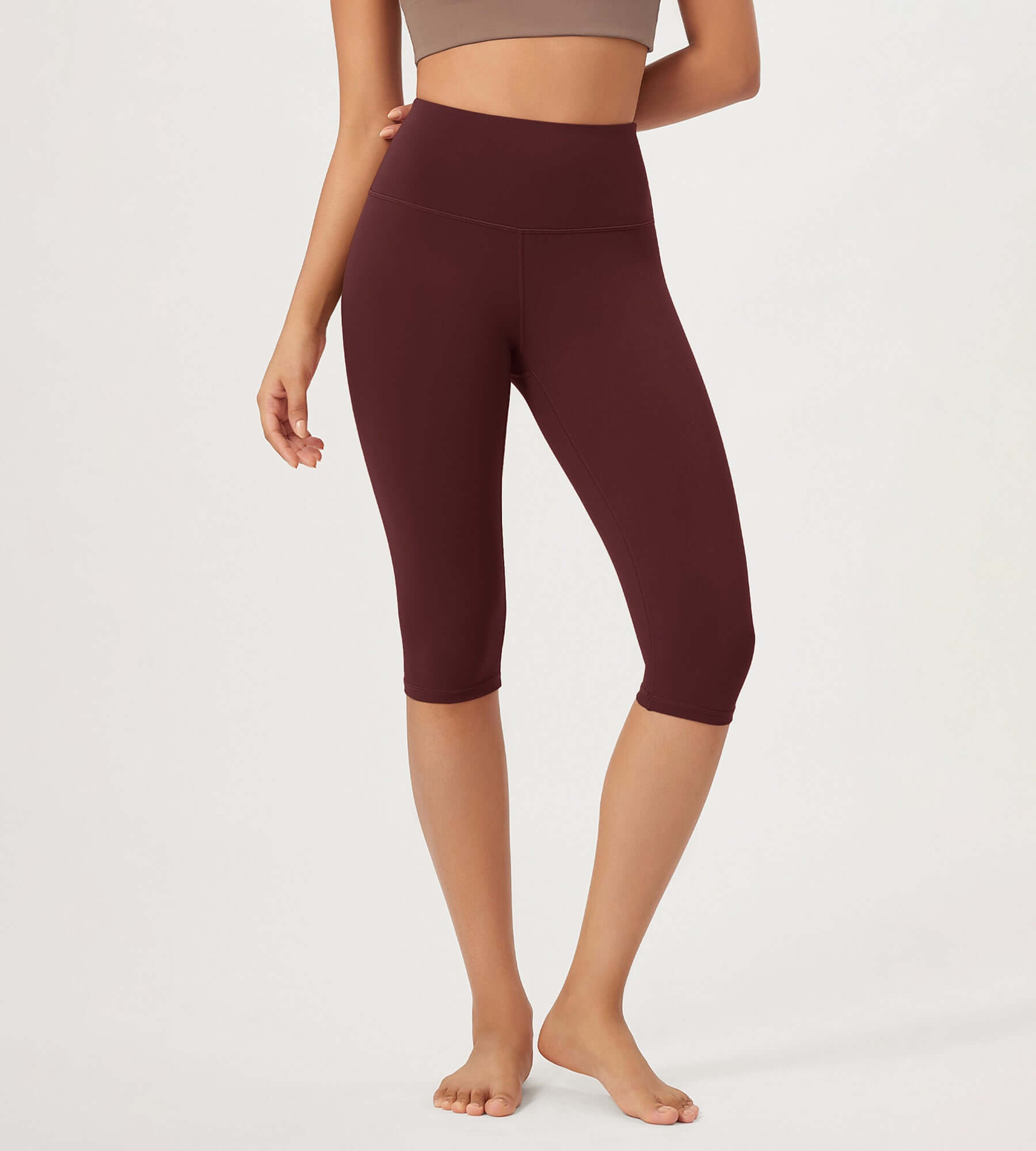 ODLEX 2-Pack 14" High Waist Knee Length Workout Athletic Running Capris Leggings - ododos