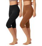 ODLEX 2-Pack 14" High Waist Knee Length Workout Athletic Running Capris Leggings - ododos
