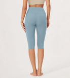 ODLEX 2-Pack 14" High Waist Knee Length Workout Athletic Running Capris Leggings - ododos