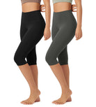ODLEX 2-Pack 14" High Waist Knee Length Workout Athletic Running Capris Leggings - ododos