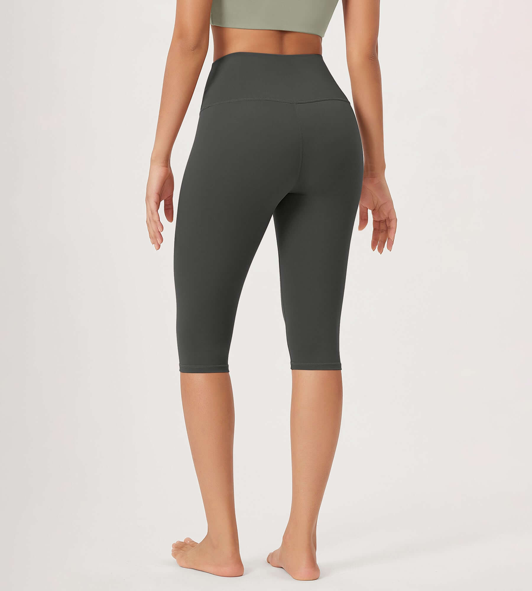 ODLEX 2-Pack 14" High Waist Knee Length Workout Athletic Running Capris Leggings - ododos