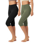 ODLEX 2-Pack 14" High Waist Knee Length Workout Athletic Running Capris Leggings - ododos