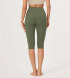 ODLEX 2-Pack 14" High Waist Knee Length Workout Athletic Running Capris Leggings - ododos