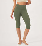 ODLEX 2-Pack 14" High Waist Knee Length Workout Athletic Running Capris Leggings - ododos