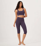 ODLEX 2-Pack 14" High Waist Knee Length Workout Athletic Running Capris Leggings - ododos
