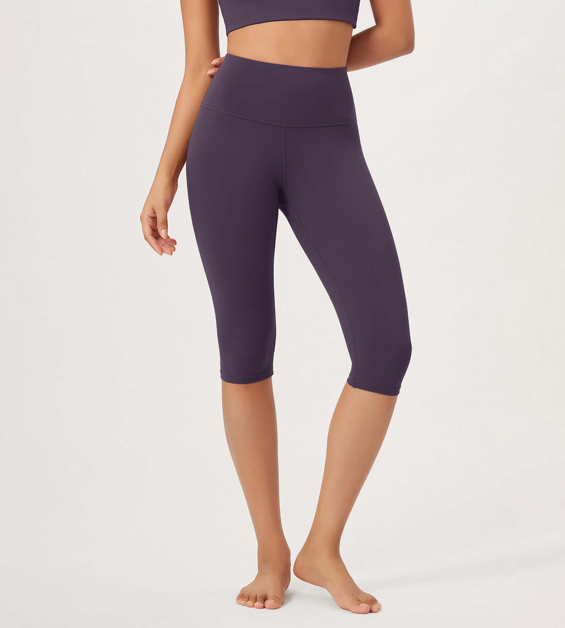 ODLEX 2-Pack 14" High Waist Knee Length Workout Athletic Running Capris Leggings - ododos