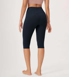 ODLEX 2-Pack 14" High Waist Knee Length Workout Athletic Running Capris Leggings - ododos
