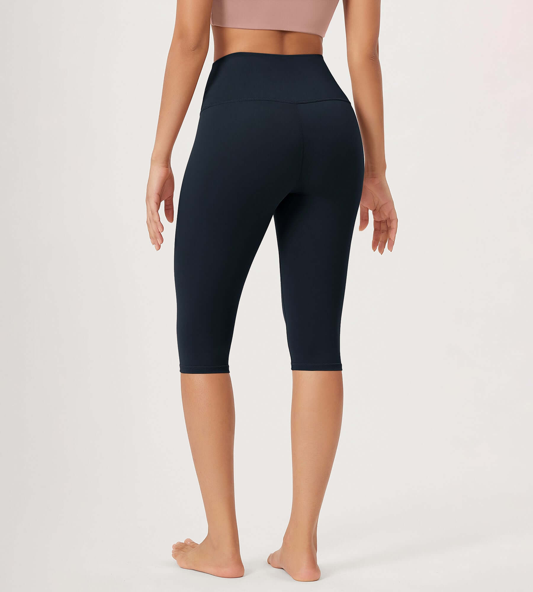 ODLEX 2-Pack 14" High Waist Knee Length Workout Athletic Running Capris Leggings - ododos