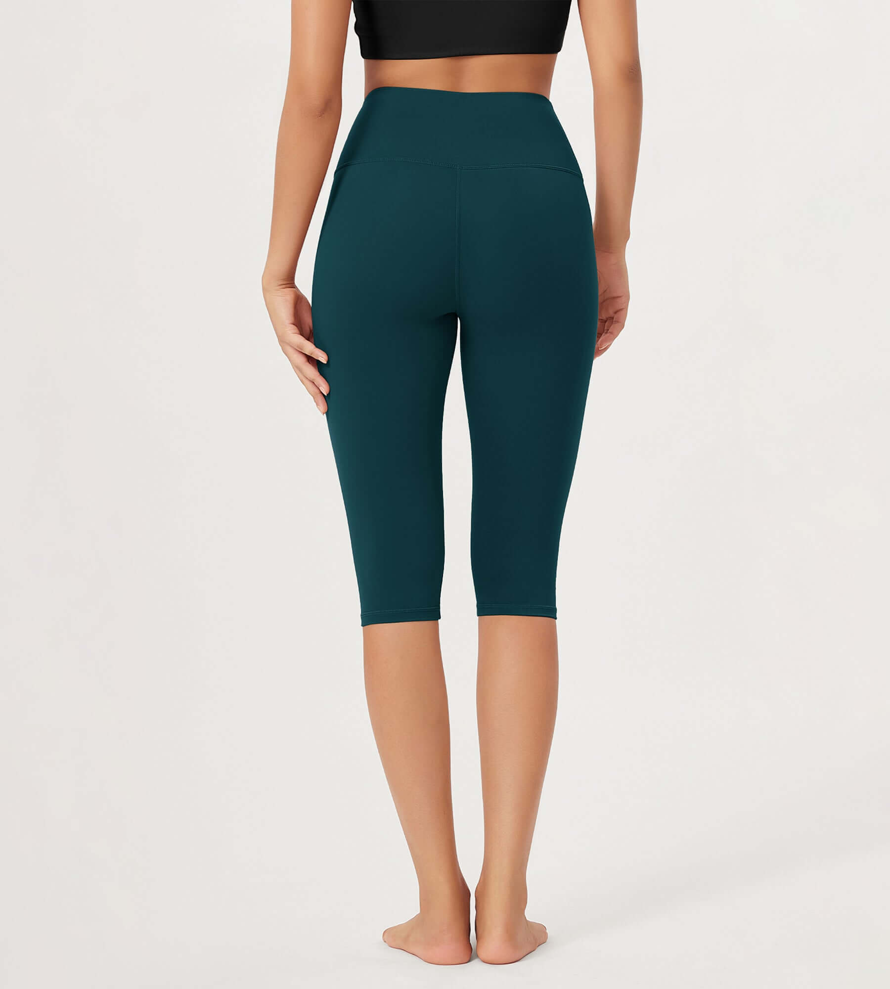 ODLEX 2-Pack 14" High Waist Knee Length Workout Athletic Running Capris Leggings - ododos