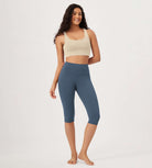 ODLEX 2-Pack 14" High Waist Knee Length Workout Athletic Running Capris Leggings - ododos