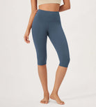 ODLEX 2-Pack 14" High Waist Knee Length Workout Athletic Running Capris Leggings - ododos