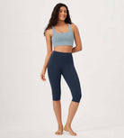 ODLEX 2-Pack 14" High Waist Knee Length Workout Athletic Running Capris Leggings - ododos