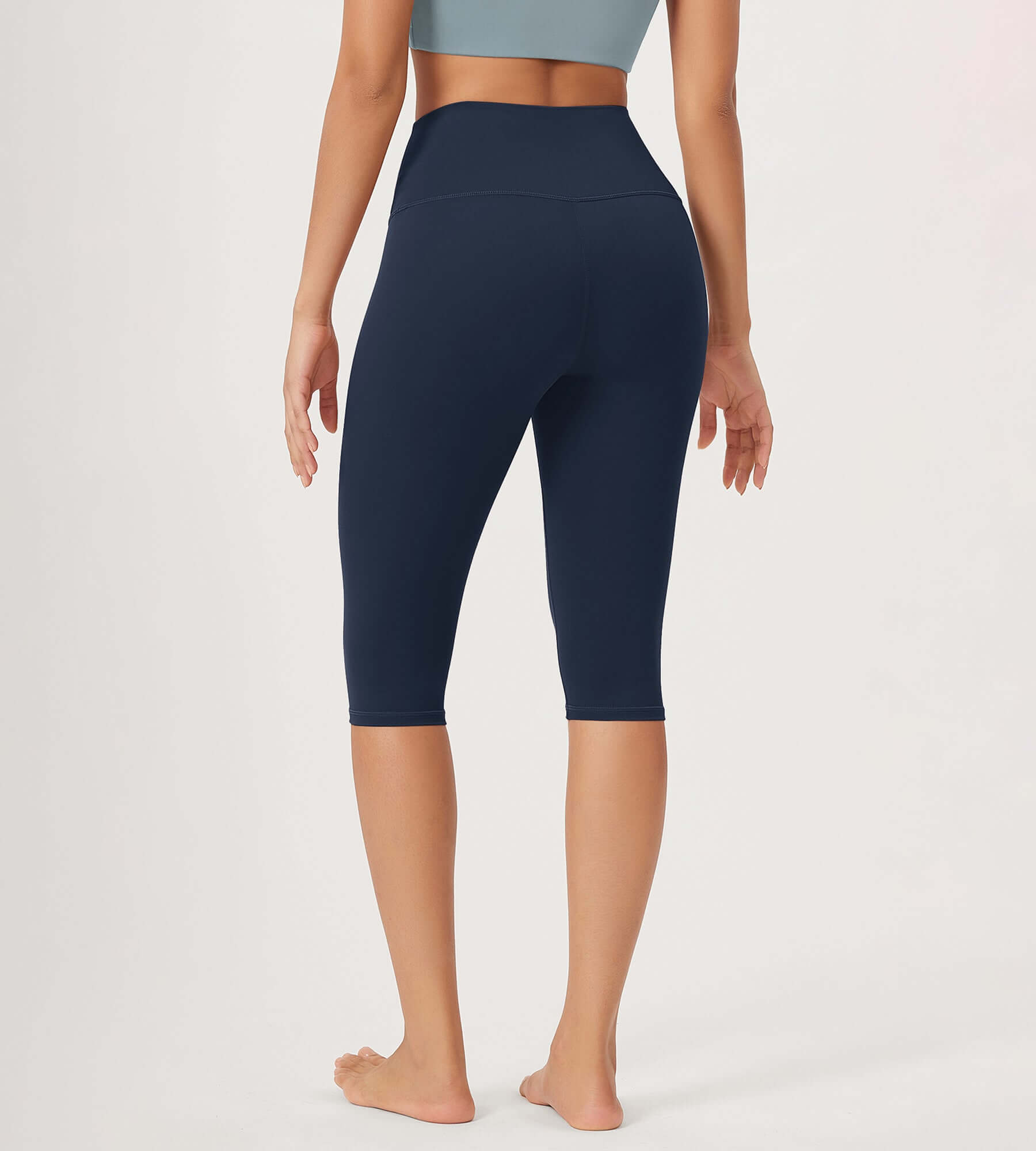 ODLEX 2-Pack 14" High Waist Knee Length Workout Athletic Running Capris Leggings - ododos