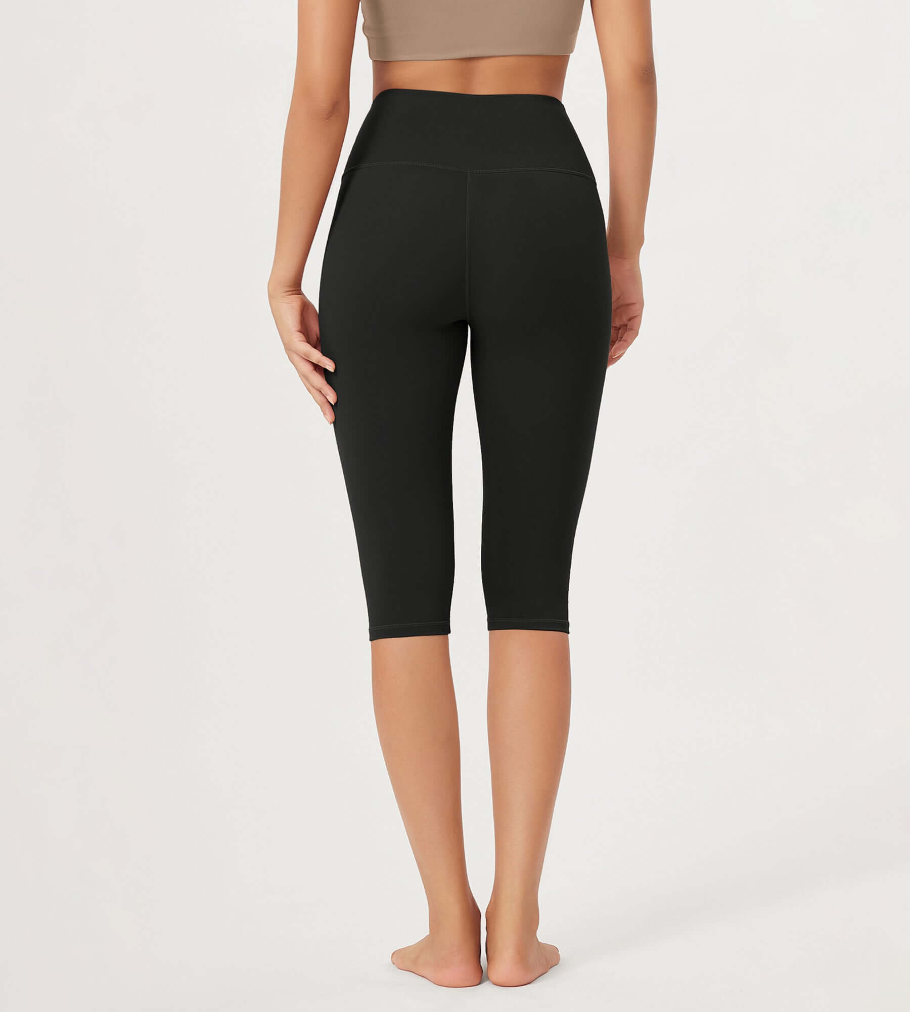 ODLEX 2-Pack 14" High Waist Knee Length Workout Athletic Running Capris Leggings - ododos