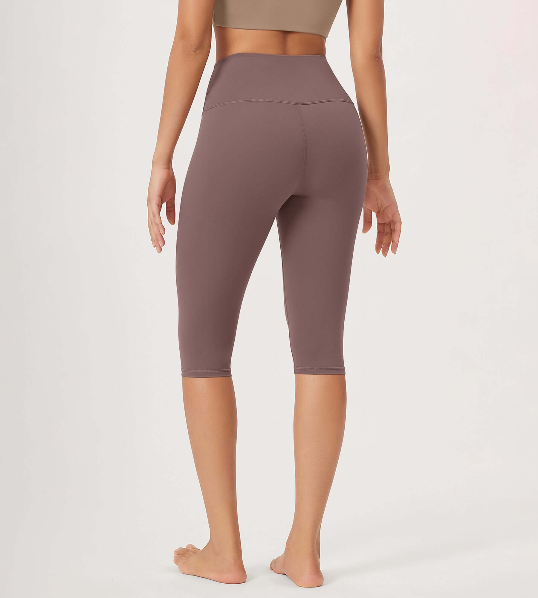 ODLEX 2-Pack 14" High Waist Knee Length Workout Athletic Running Capris Leggings - ododos