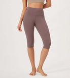ODLEX 2-Pack 14" High Waist Knee Length Workout Athletic Running Capris Leggings - ododos