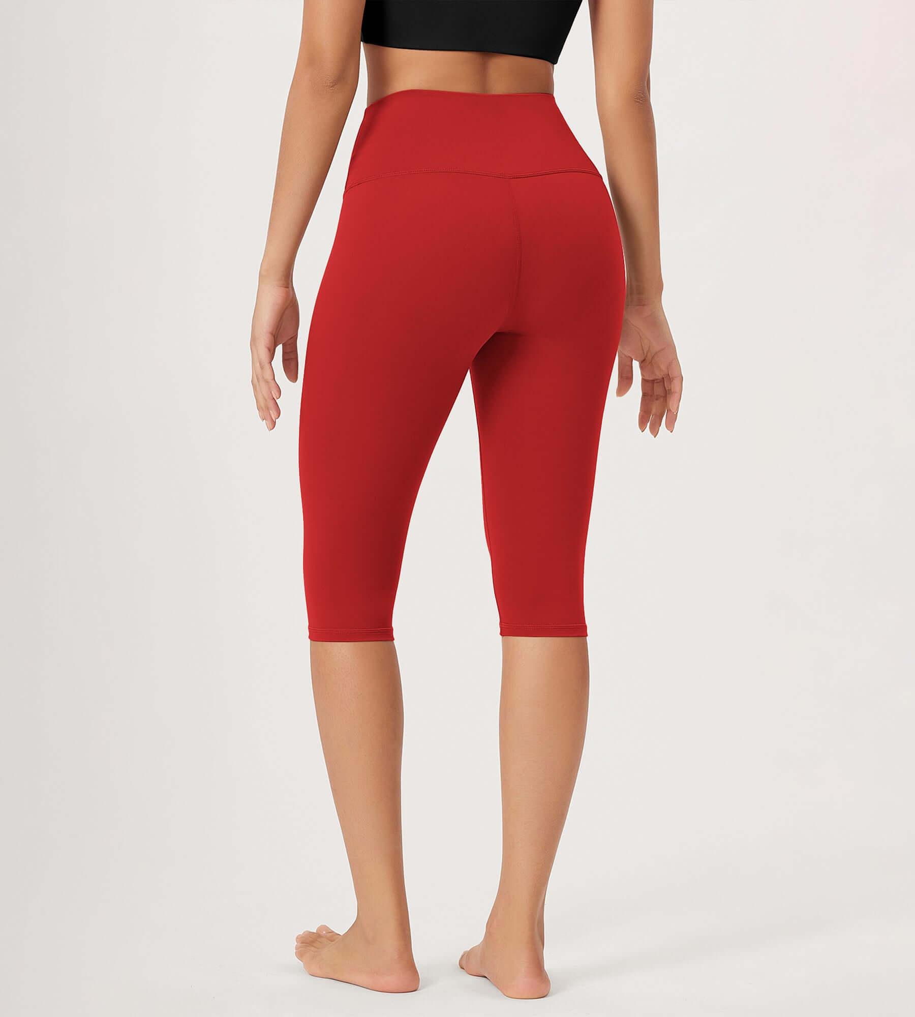 ODLEX 2-Pack 14" High Waist Knee Length Workout Athletic Running Capris Leggings - ododos