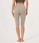 ODLEX 2-Pack 14" High Waist Knee Length Workout Athletic Running Capris Leggings - ododos