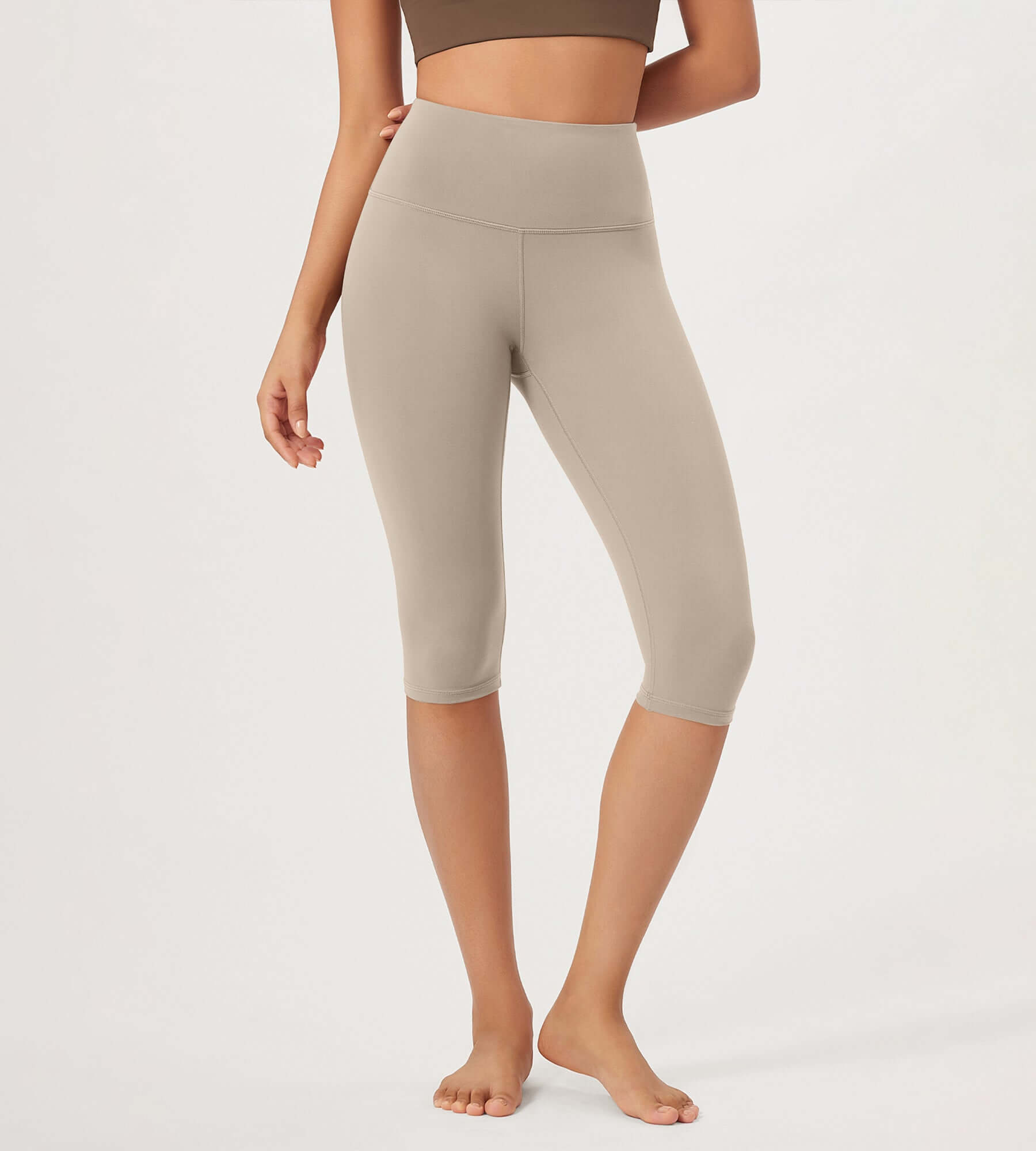 ODLEX 2-Pack 14" High Waist Knee Length Workout Athletic Running Capris Leggings - ododos