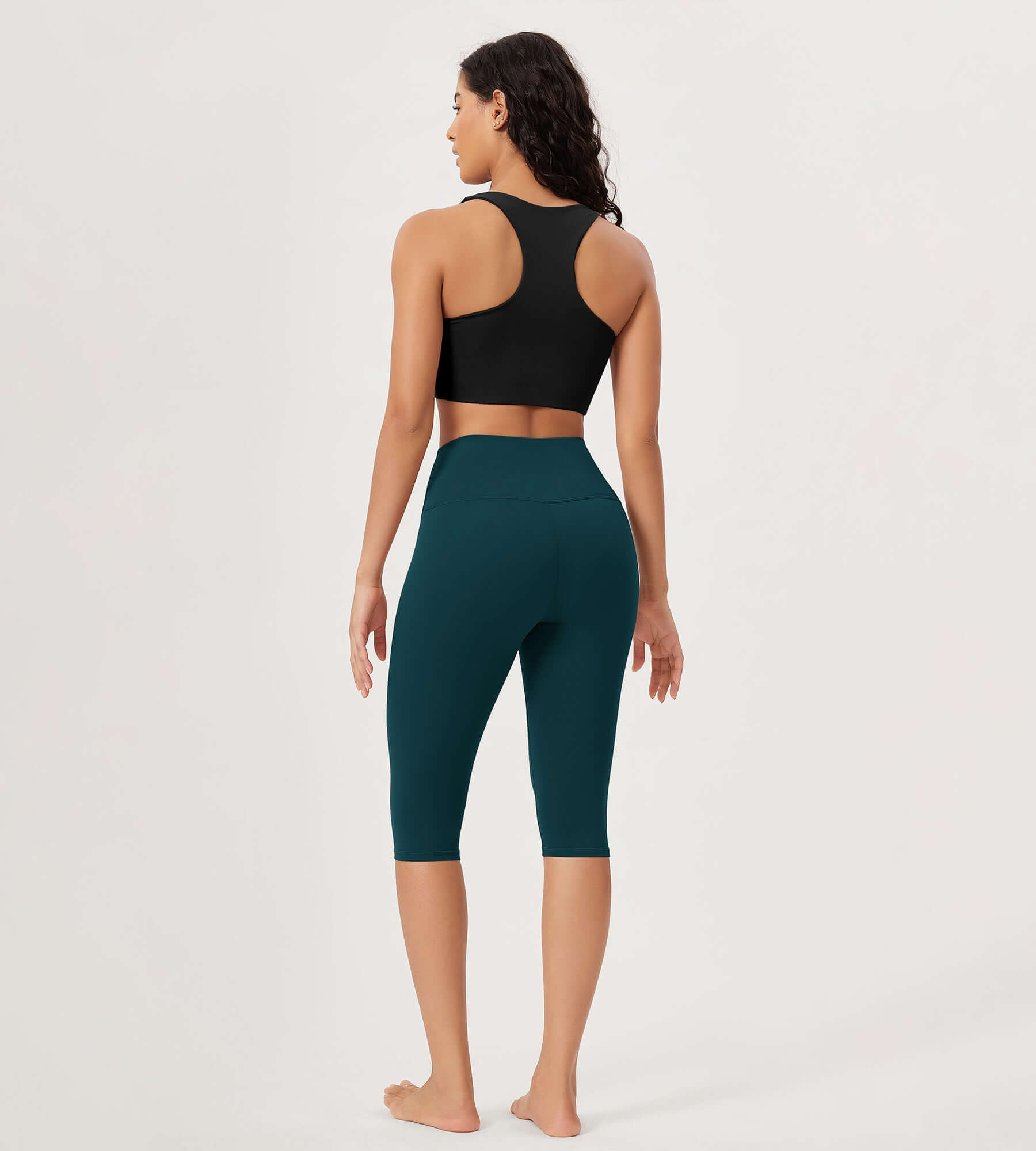 ODLEX 14" High Waist Knee Length Workout Athletic Running Capris Leggings - ododos