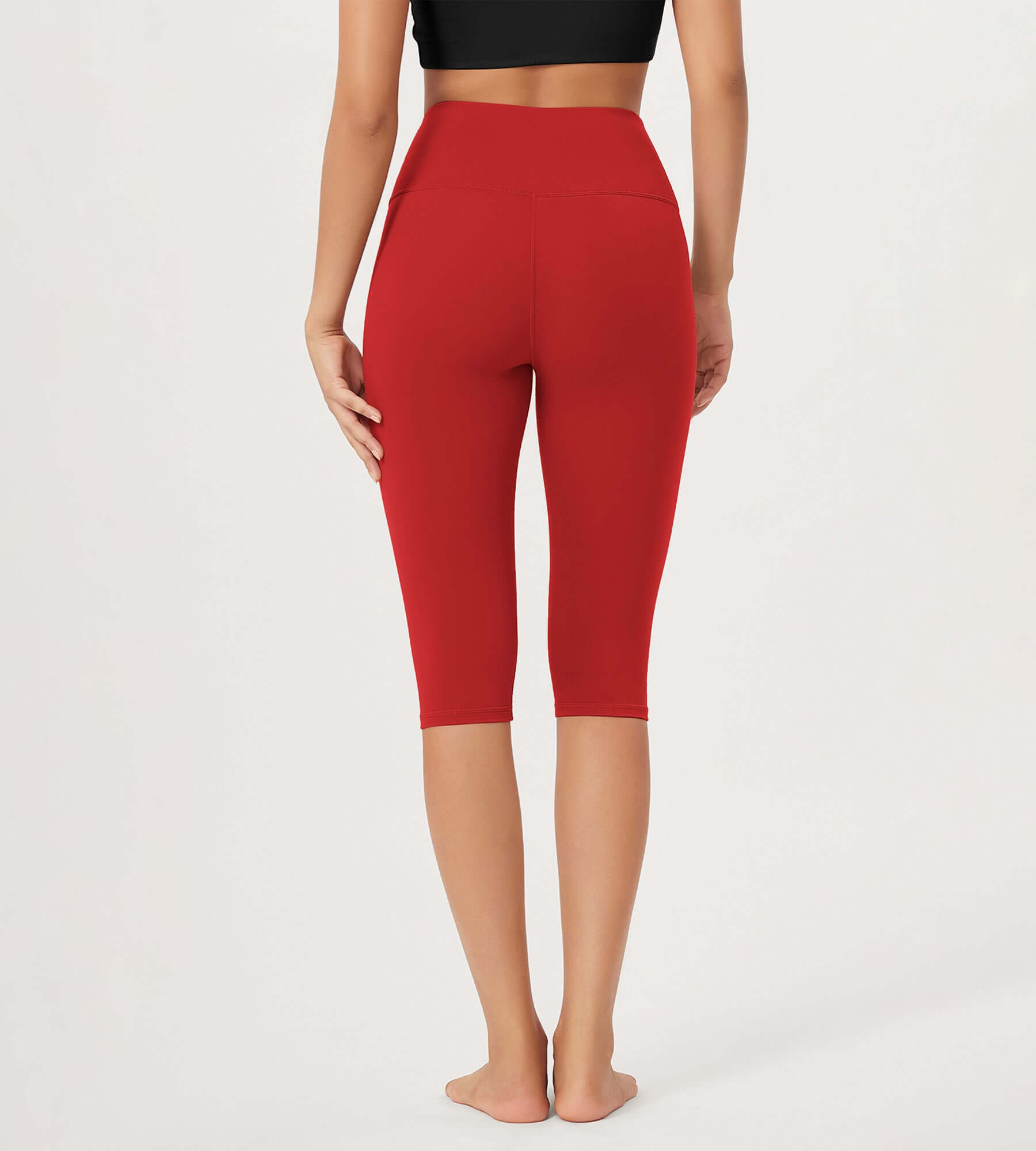 ODLEX 14" High Waist Knee Length Workout Athletic Running Capris Leggings - ododos