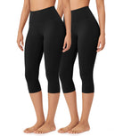 ODLEX 2-Pack 19" High Waist Knee Length Workout Athletic Running Capris Leggings - ododos