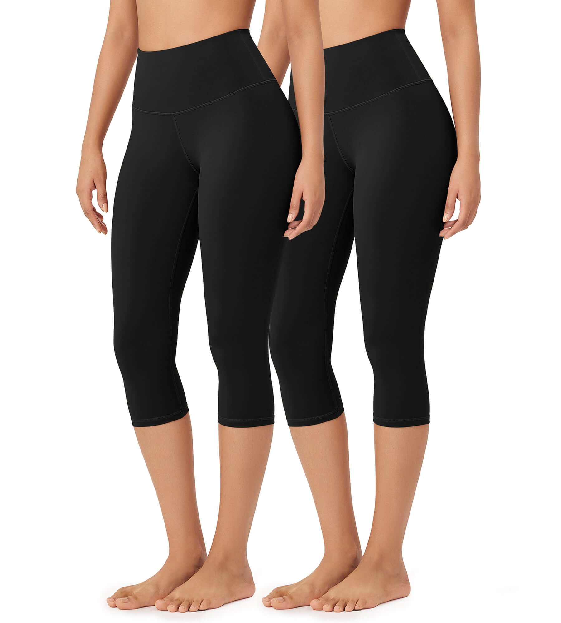 ODLEX 2-Pack 19" High Waist Knee Length Workout Athletic Running Capris Leggings - ododos