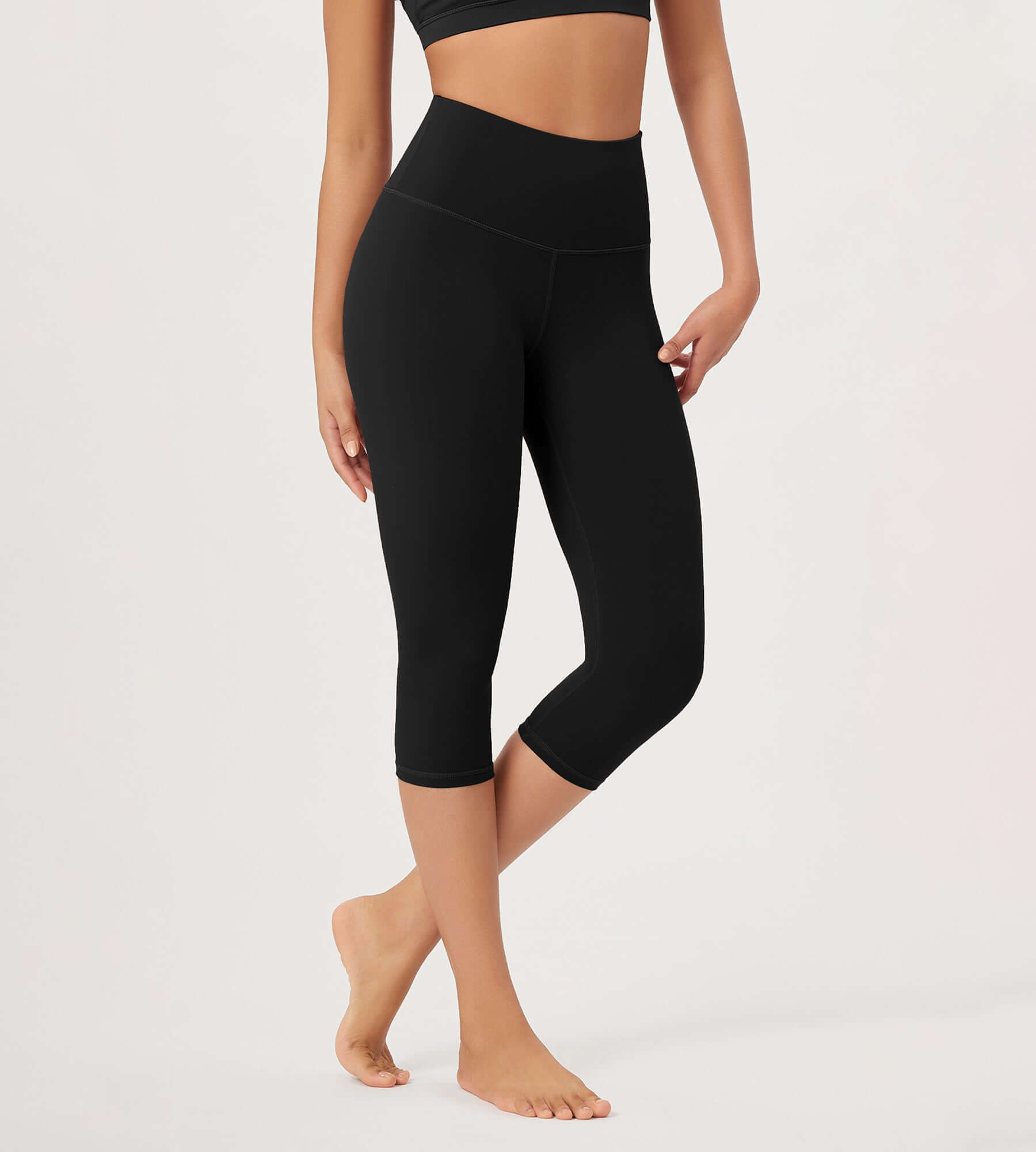ODLEX 2-Pack 19" High Waist Knee Length Workout Athletic Running Capris Leggings - ododos