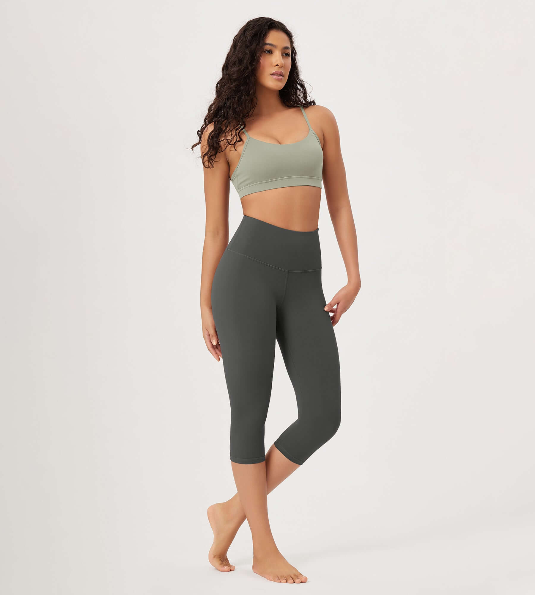 ODLEX 2-Pack 19" High Waist Knee Length Workout Athletic Running Capris Leggings - ododos
