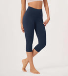 ODLEX 2-Pack 19" High Waist Knee Length Workout Athletic Running Capris Leggings - ododos