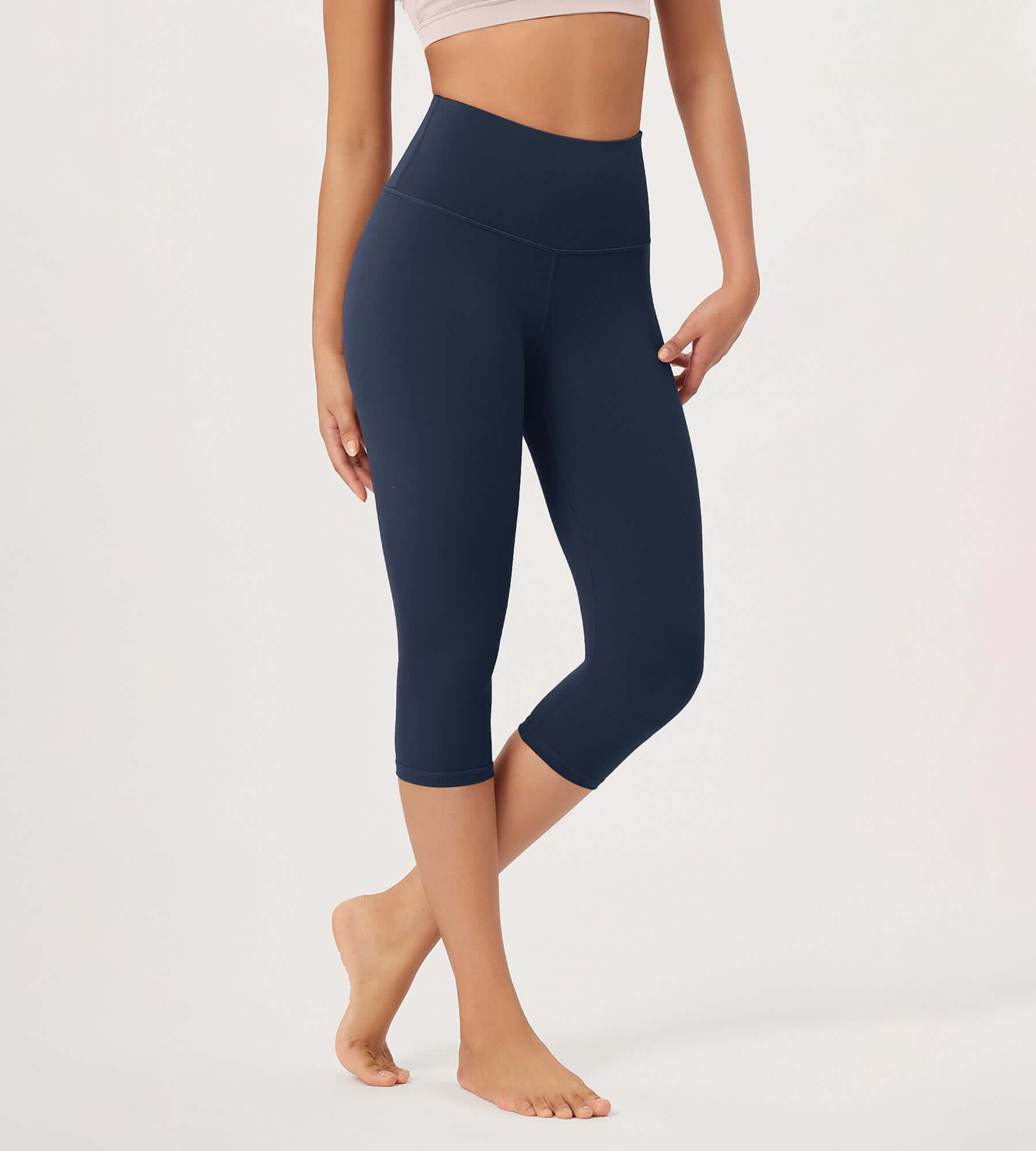 ODLEX 2-Pack 19" High Waist Knee Length Workout Athletic Running Capris Leggings - ododos