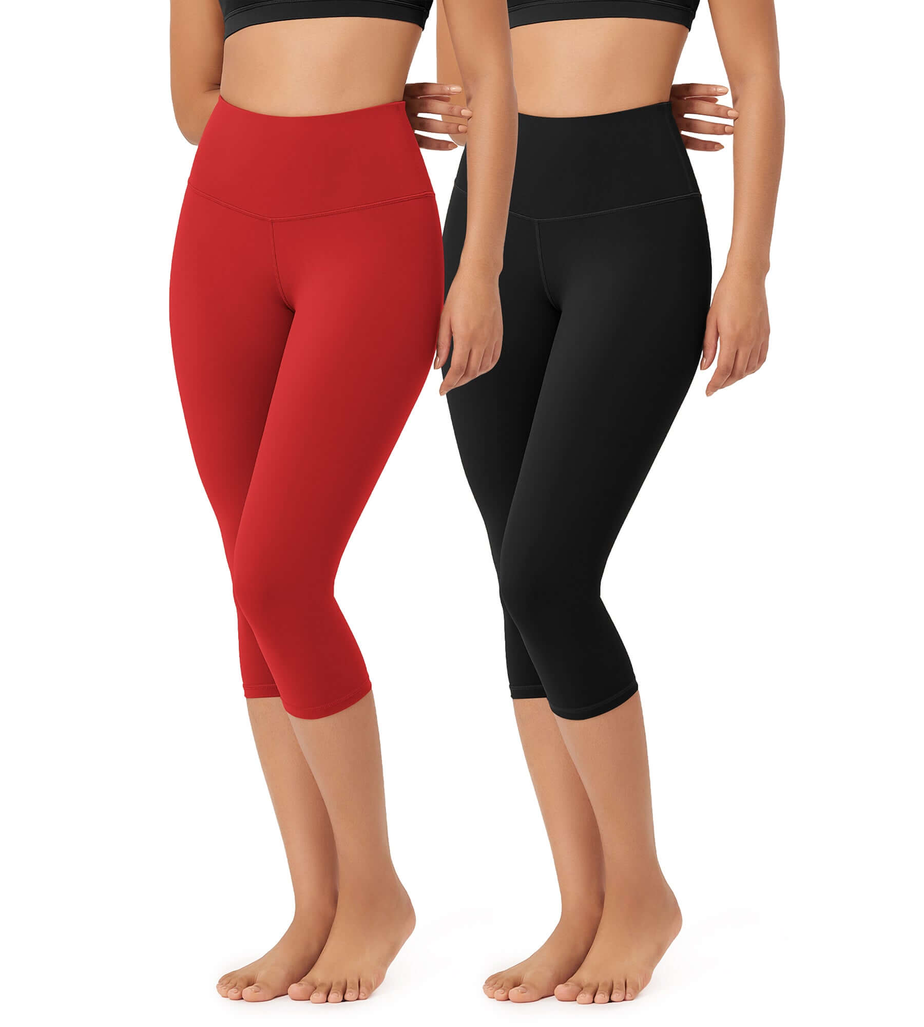 ODLEX 2-Pack 19" High Waist Knee Length Workout Athletic Running Capris Leggings - ododos