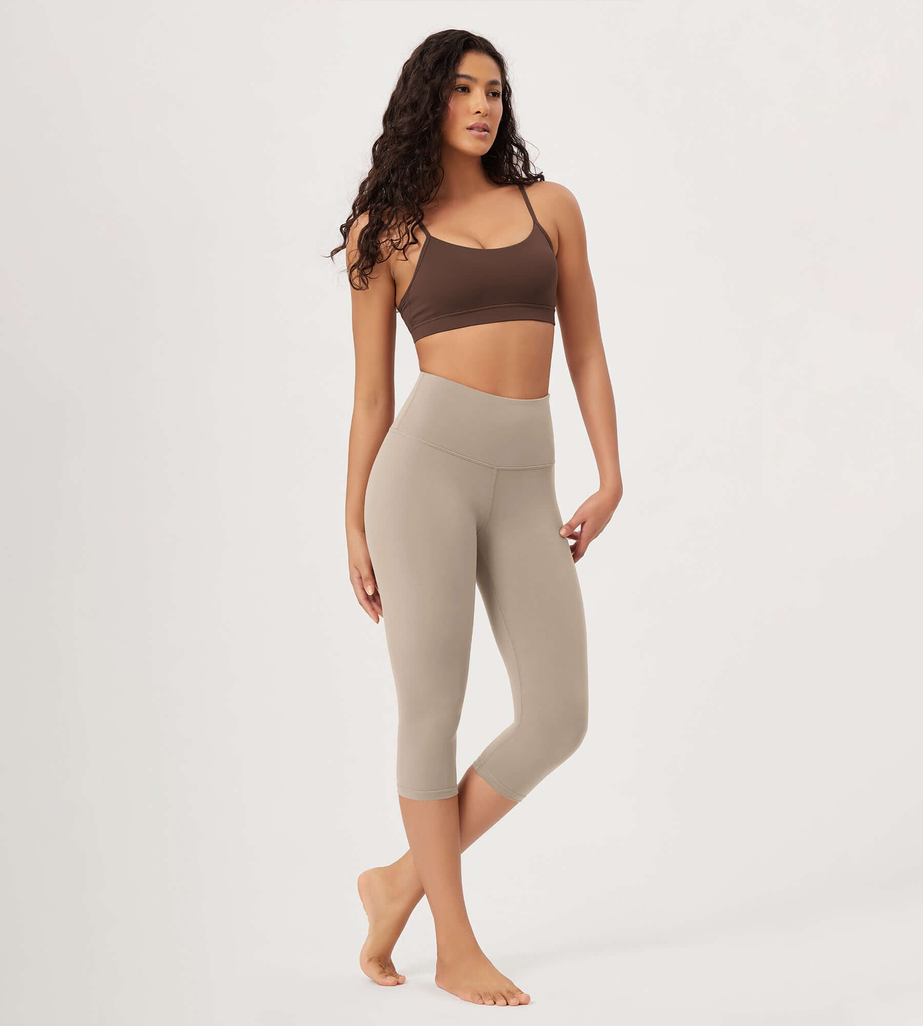 ODLEX 2-Pack 19" High Waist Knee Length Workout Athletic Running Capris Leggings - ododos