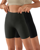 2-Pack 6" High Waist Workout Shorts Black+Onyx Black - ododos