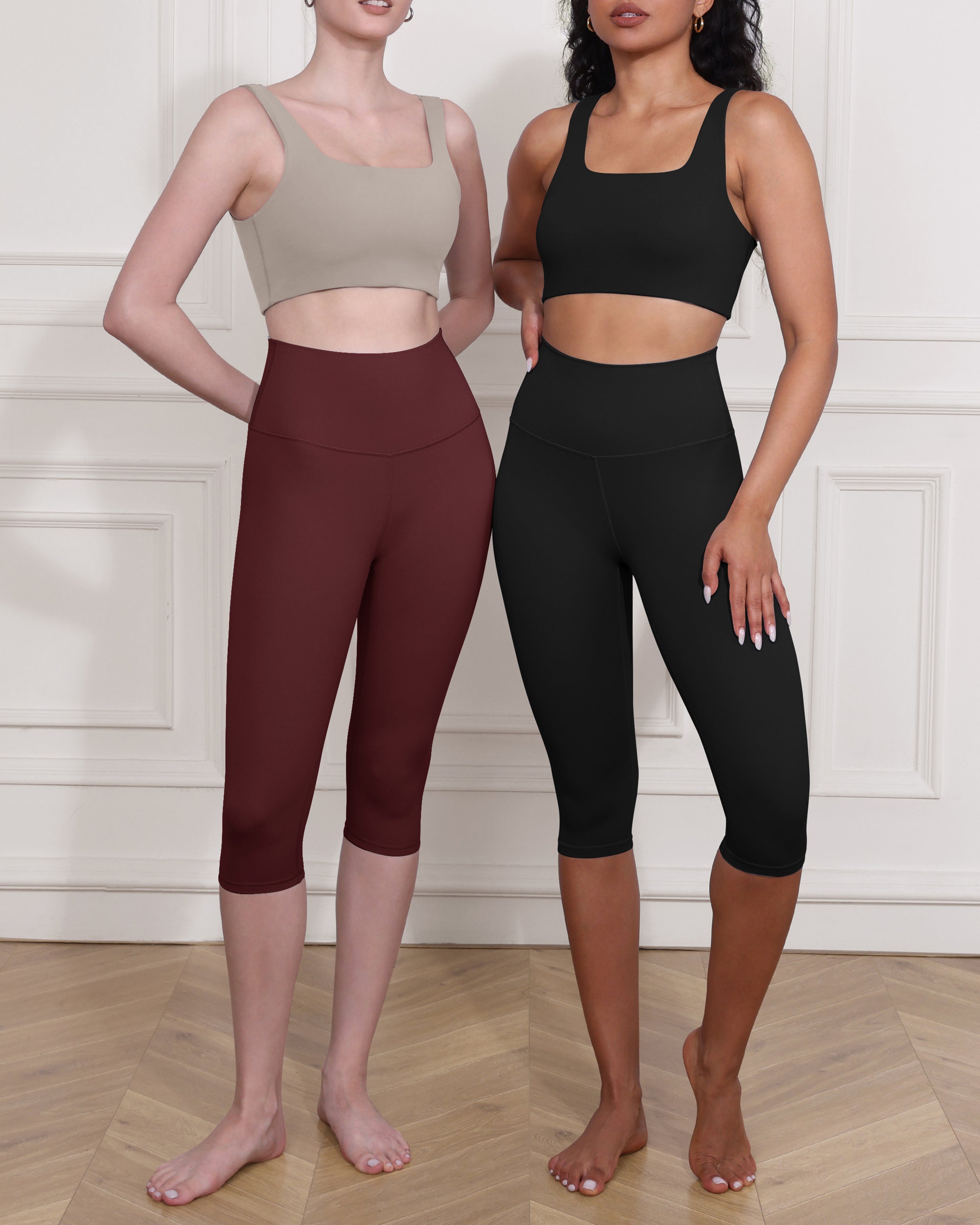 ODCLOUD 2-Pack High Waist Yoga Capris - Knee Length - ododos