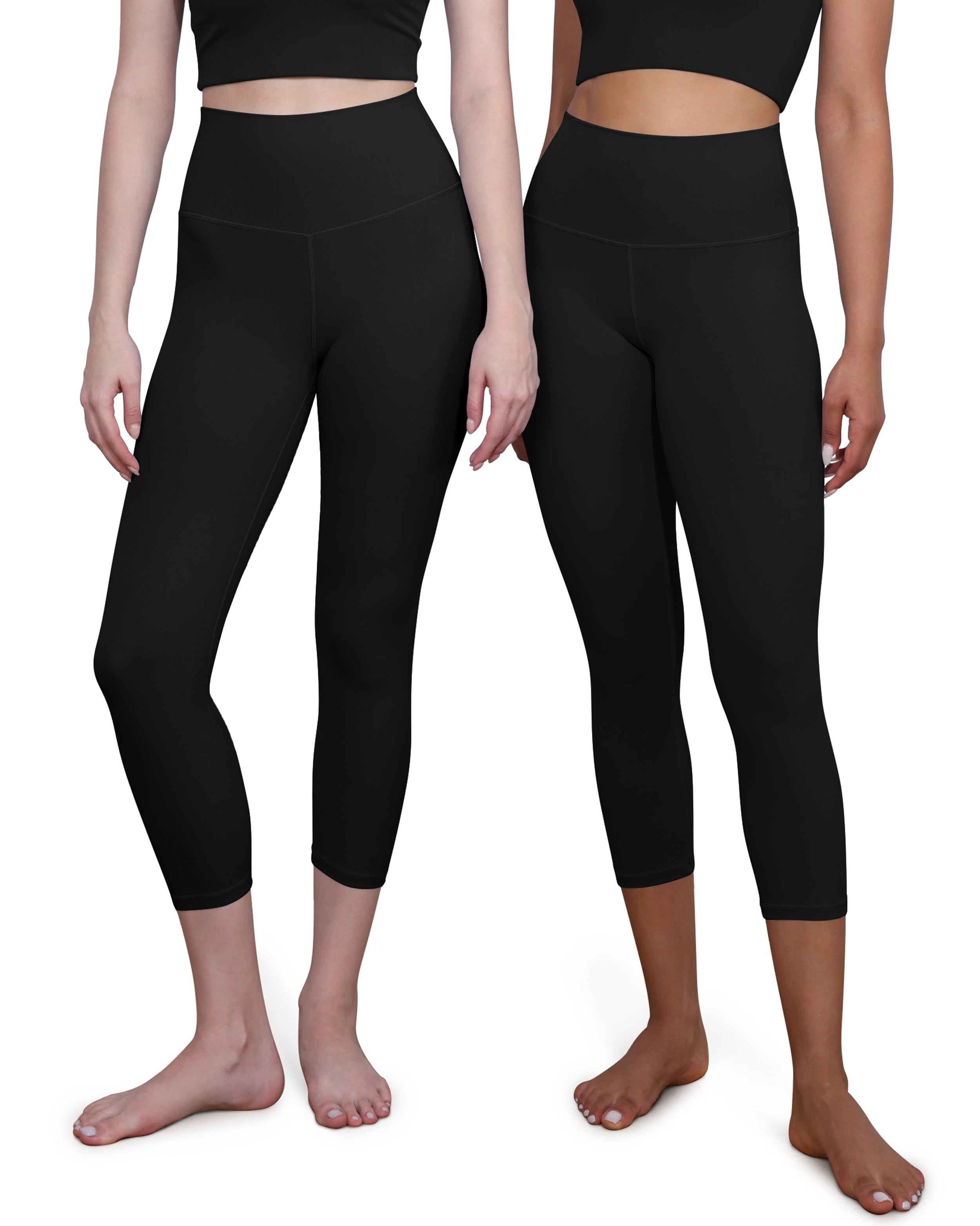 ODCLOUD 2-Pack High Waist Yoga Capris - Calf Length Black+Black - ododos