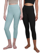 ODCLOUD 2-Pack 19" High Waist Yoga Capris Black+Chambray - ododos