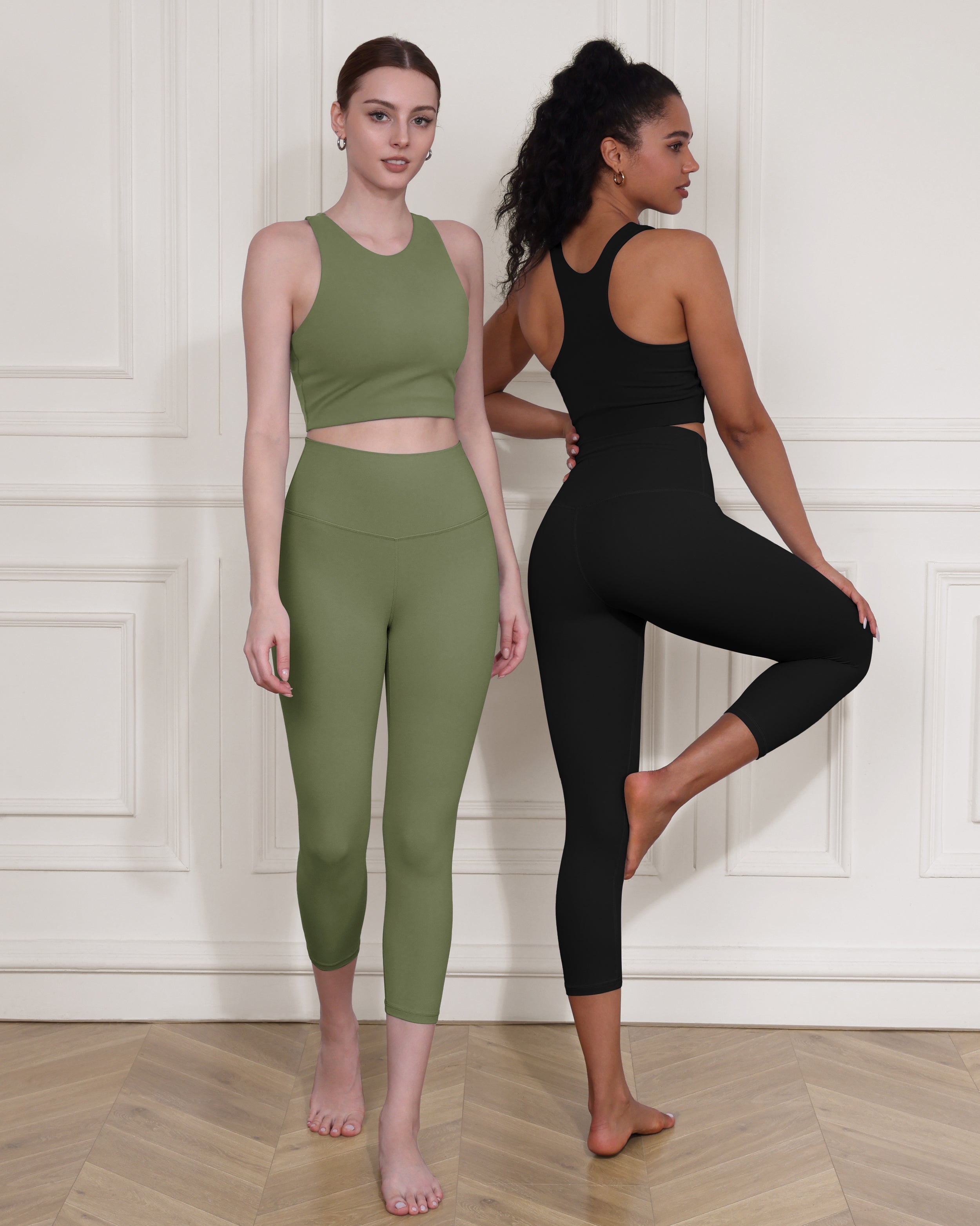 ODCLOUD 2-Pack High Waist Yoga Capris - Calf Length - ododos